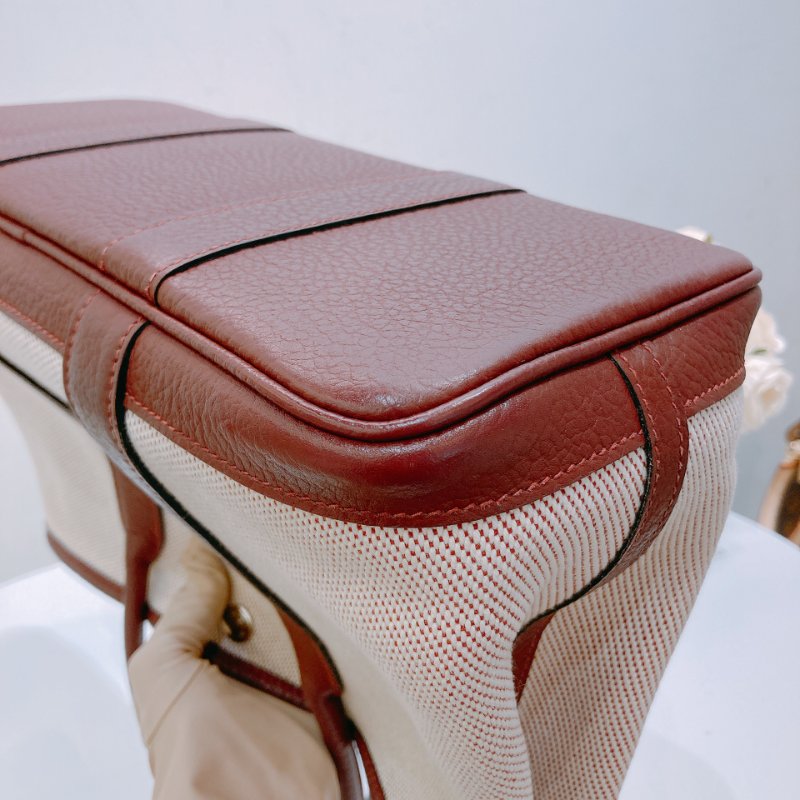 TW4753 Hermes  愛馬仕 愛馬仕紅拼帆布花園包 Party 30 Rouge H Canvas-7