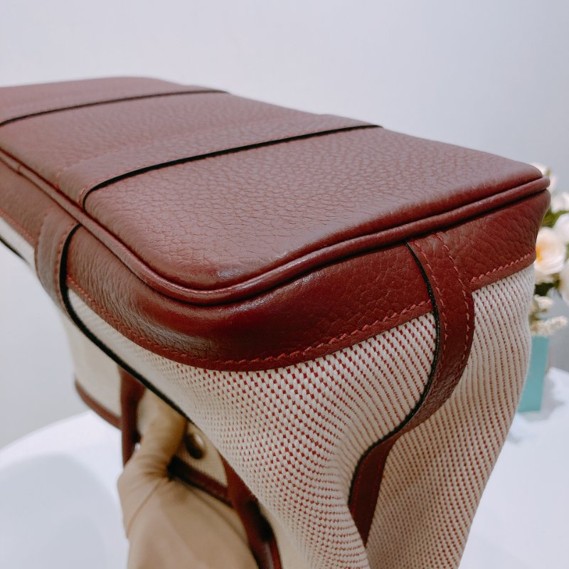TW4753 Hermes  愛馬仕 愛馬仕紅拼帆布花園包 Party 30 Rouge H Canvas-8
