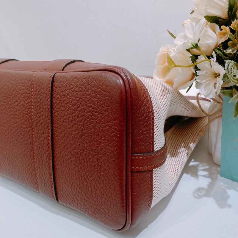 TW4753 Hermes  愛馬仕 愛馬仕紅拼帆布花園包 Party 30 Rouge H Canvas-9