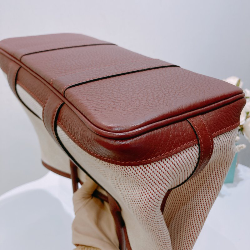 TW4753 Hermes  愛馬仕 愛馬仕紅拼帆布花園包 Party 30 Rouge H Canvas-11