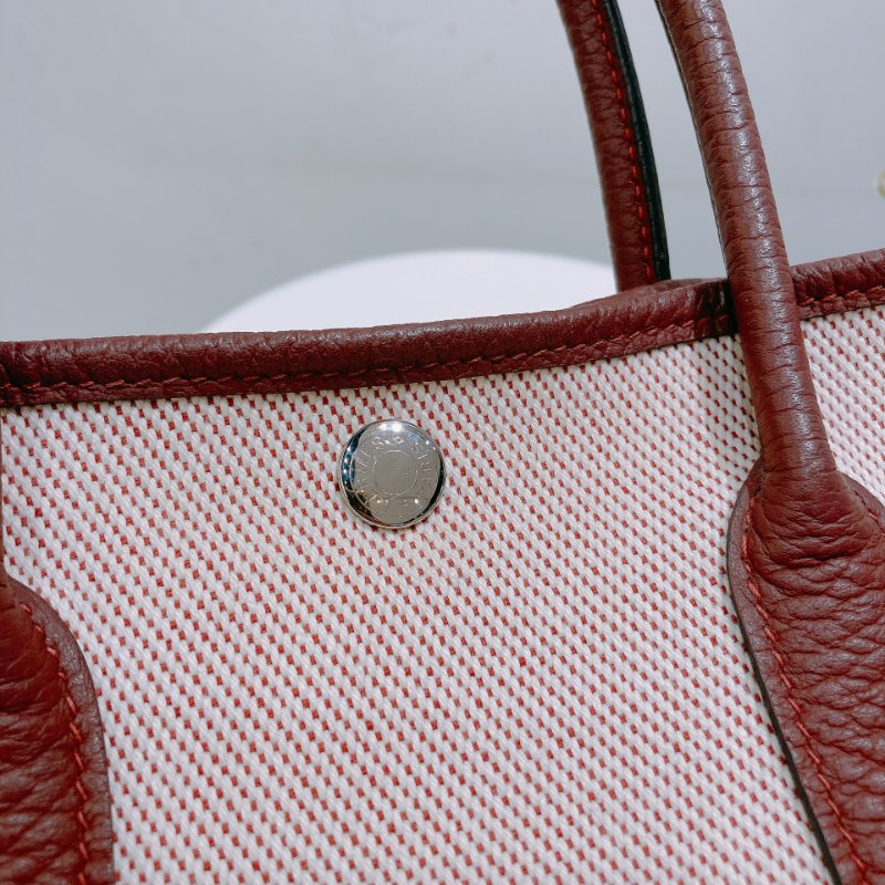 TW4753 Hermes  愛馬仕 愛馬仕紅拼帆布花園包 Party 30 Rouge H Canvas-15