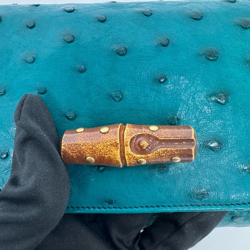 Gucci 竹節細節鴕鳥皮肩背包-6
