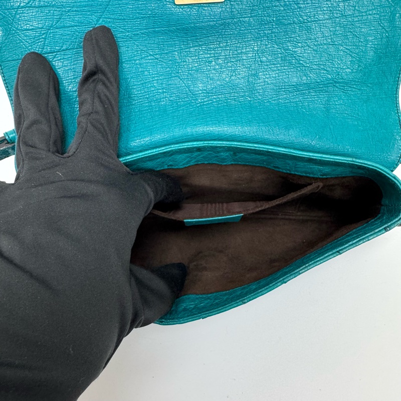 Gucci 竹節細節鴕鳥皮肩背包-8