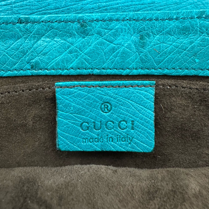 Gucci 竹節細節鴕鳥皮肩背包-10
