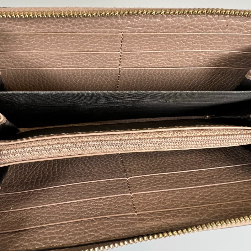 GUCCI 456117  拚色粉帆布ㄇ拉長夾-6