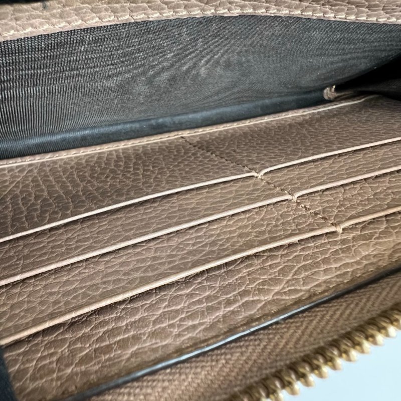 GUCCI 456117  拚色粉帆布ㄇ拉長夾-7