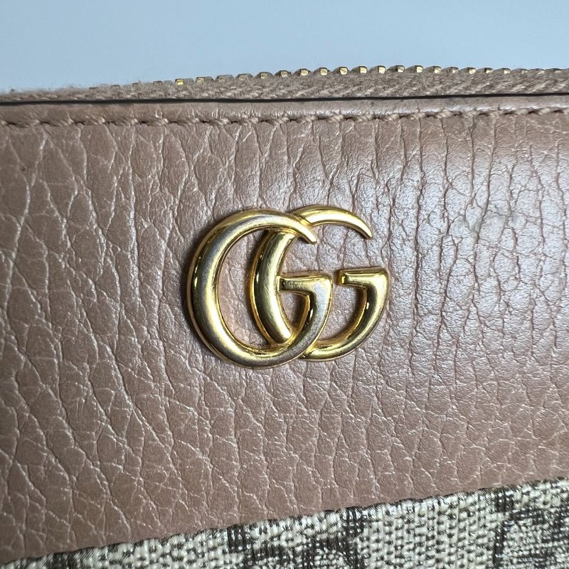 GUCCI 456117  拚色粉帆布ㄇ拉長夾-10