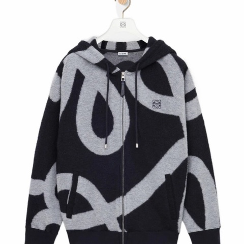 Loewe 男士 羊毛棉混紡拉鍊連帽衫4XL XS S M L XL XXL碼