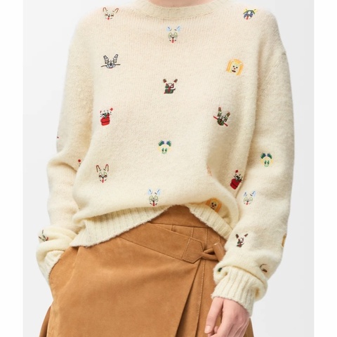 Loewe 女士 LOEWE x Louis Wain長袖羊毛毛衣XS S M L碼模特身高 178 CM，身穿 S 碼