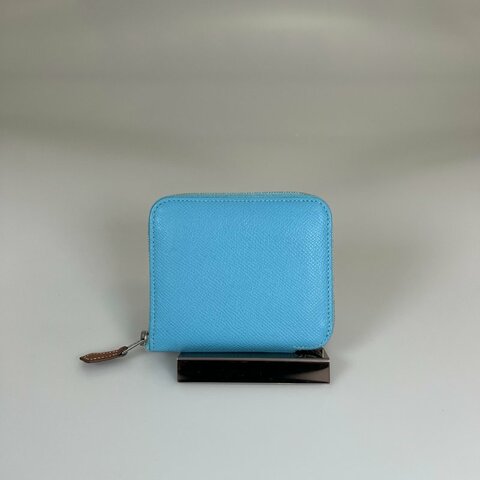 HERMES D刻 藍ㄇ拉絲巾短夾