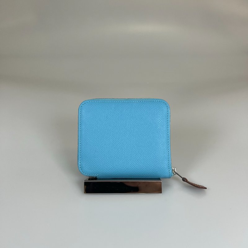 HERMES D刻 藍ㄇ拉絲巾短夾-1