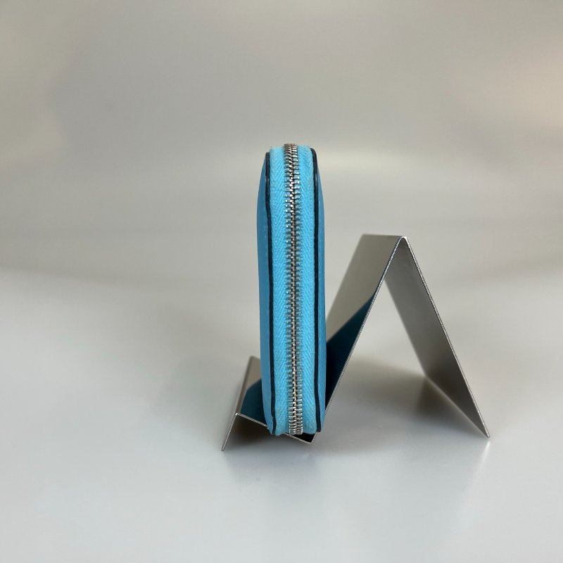 HERMES D刻 藍ㄇ拉絲巾短夾-3