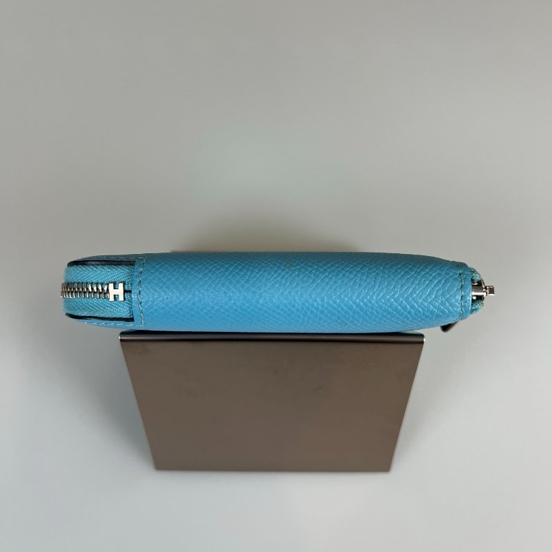 HERMES D刻 藍ㄇ拉絲巾短夾-5