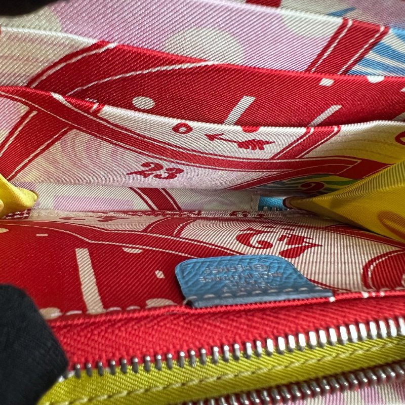 HERMES D刻 藍ㄇ拉絲巾短夾-6