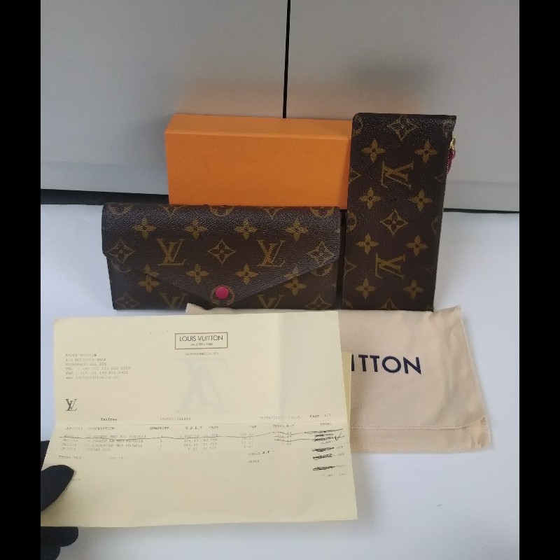 LV 原花紅裏三折長夾-1