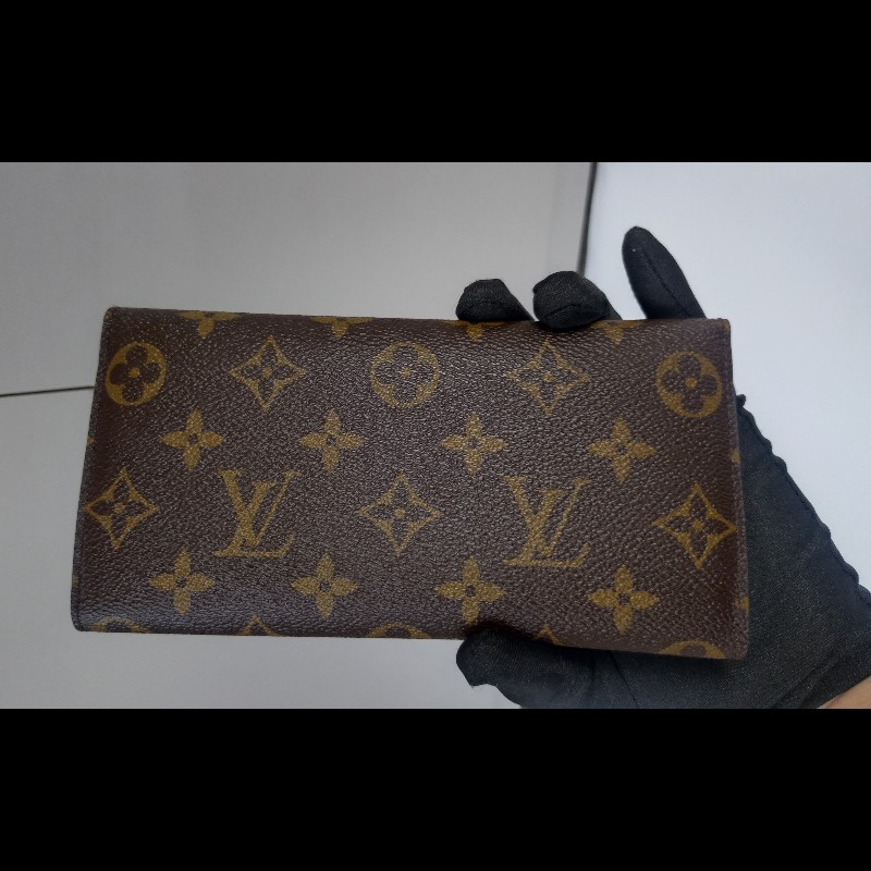 LV 原花紅裏三折長夾-3