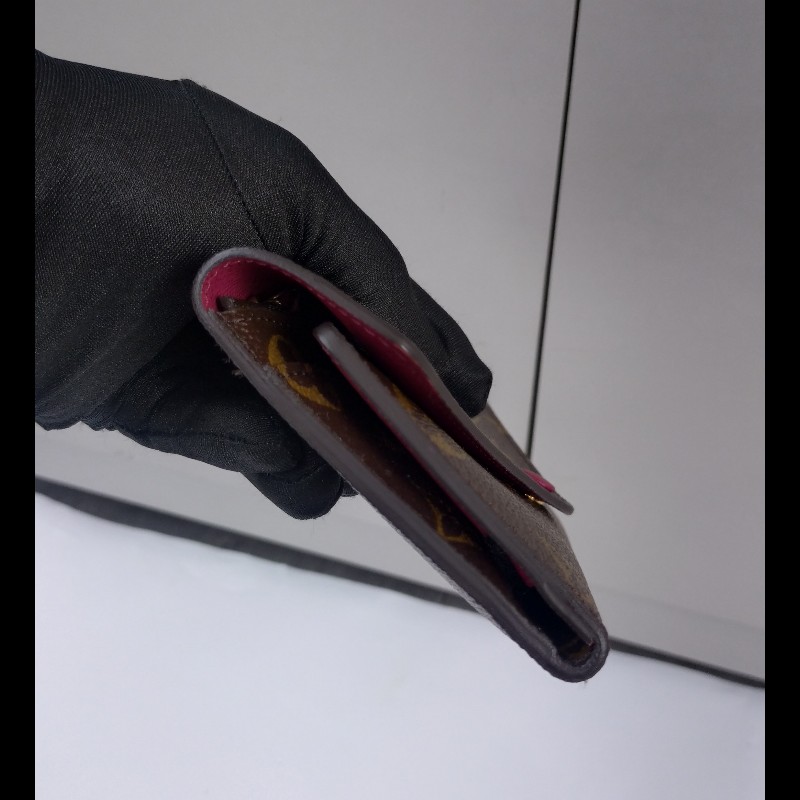 LV 原花紅裏三折長夾-4