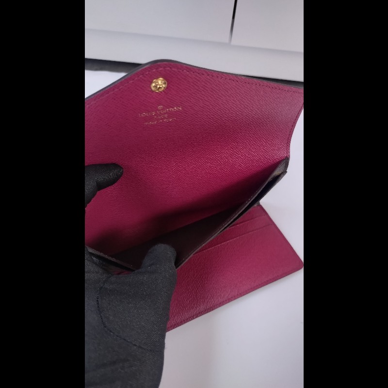 LV 原花紅裏三折長夾-10