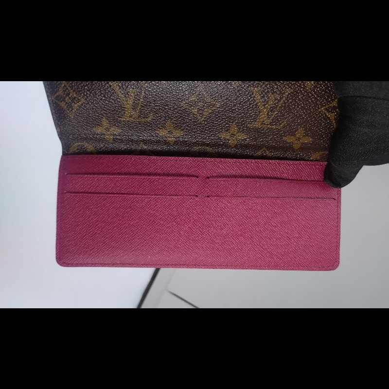 LV 原花紅裏三折長夾-11