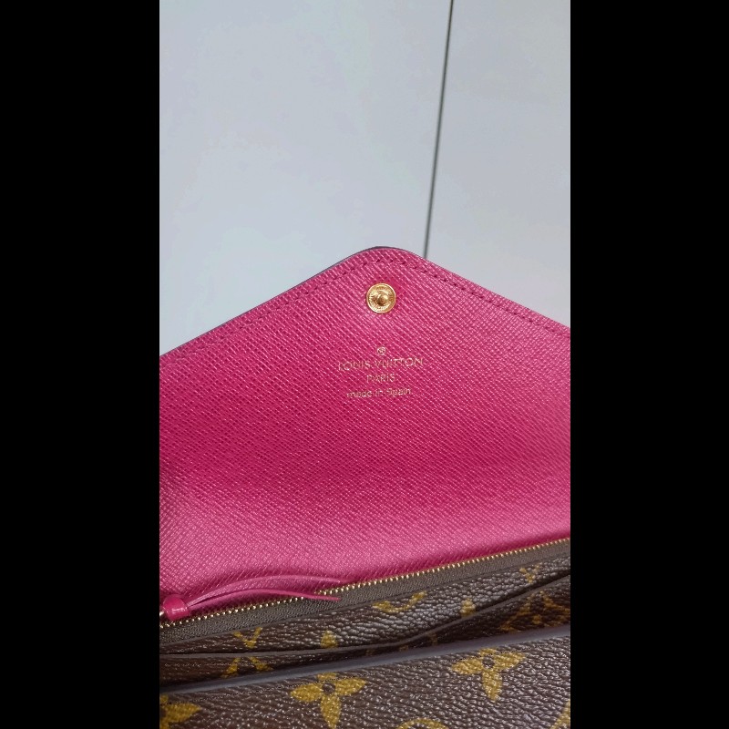 LV 原花紅裏三折長夾-13