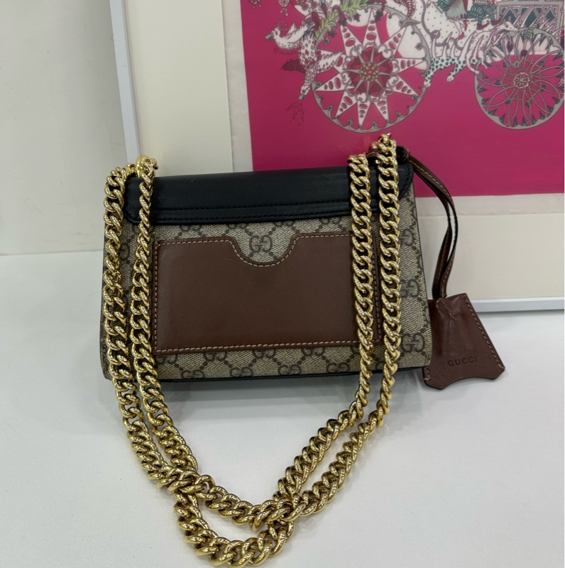 Gucci/古馳 Padlock黑色月光寶盒小號鏈條包 底長約20cm-1
