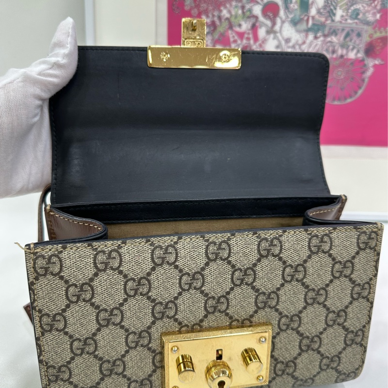 Gucci/古馳 Padlock黑色月光寶盒小號鏈條包 底長約20cm-6
