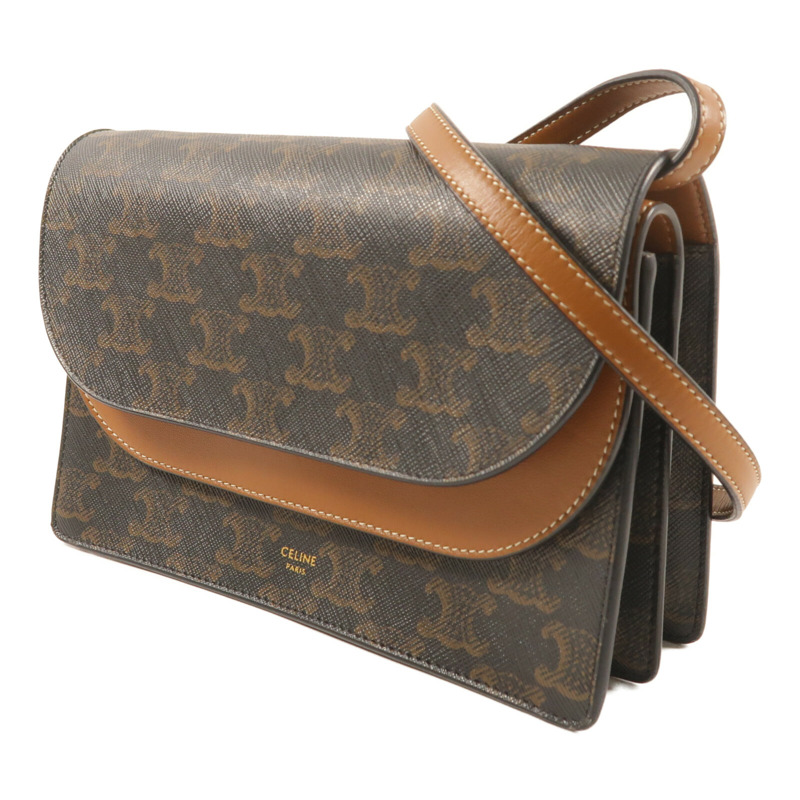 CELINE 塗層帆布Shoulder Bag金扣肩背袋-2