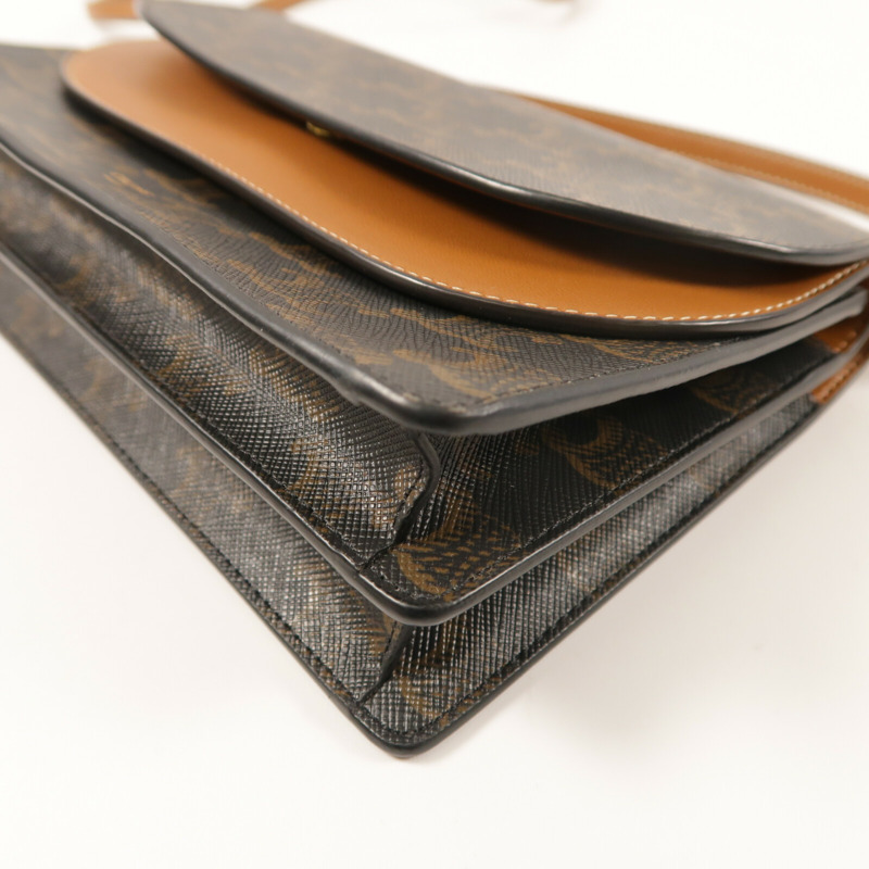 CELINE 塗層帆布Shoulder Bag金扣肩背袋-10