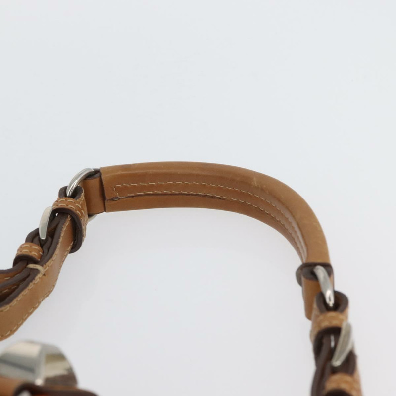 【日本直送】PRADA 鉚釘肩背包 皮革塑膠 棕色 銀色 正品 172906SAV-6