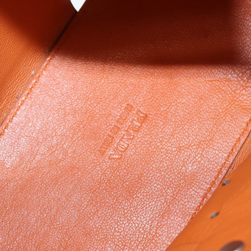 【日本直送】PRADA 鉚釘肩背包 皮革塑膠 棕色 銀色 正品 172906SAV-8