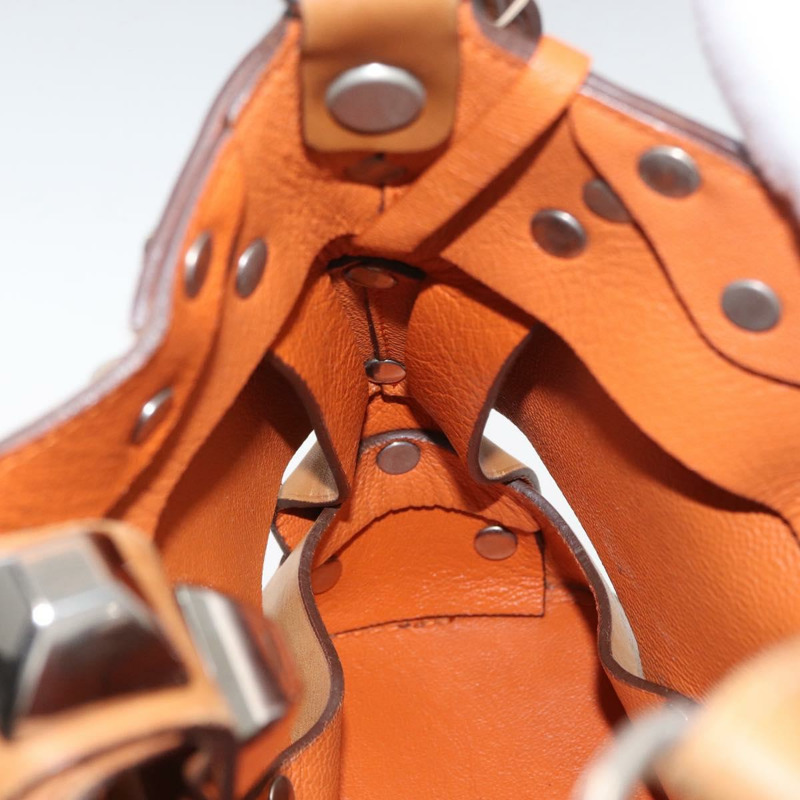 【日本直送】PRADA 鉚釘肩背包 皮革塑膠 棕色 銀色 正品 172906SAV-14