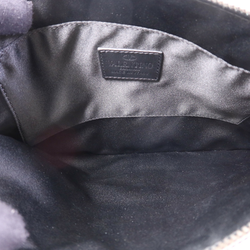 Valentino 帆布/牛皮皮革Clutch銀扣手拿包-4