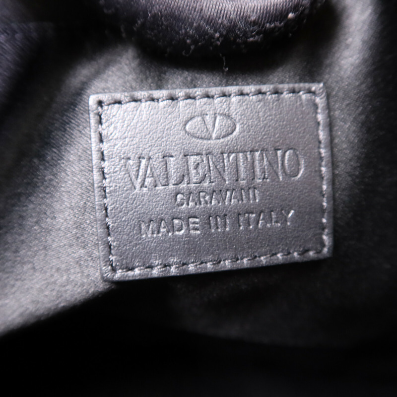 Valentino 帆布/牛皮皮革Clutch銀扣手拿包-5