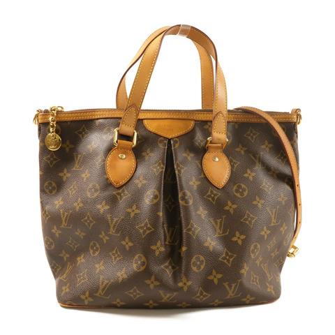 LOUIS VUITTON Monogram Palermo PM金扣手挽肩背兩用袋棕色
