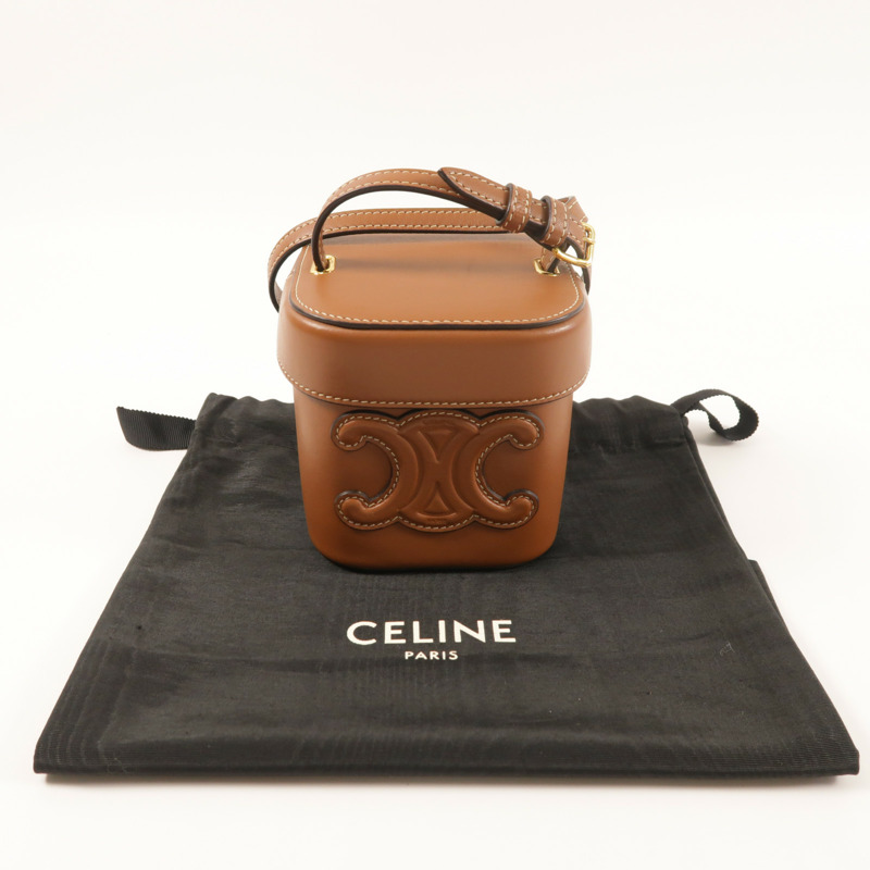 CELINE 牛皮皮革Cuir Triomphe Box Small金扣肩背袋-7