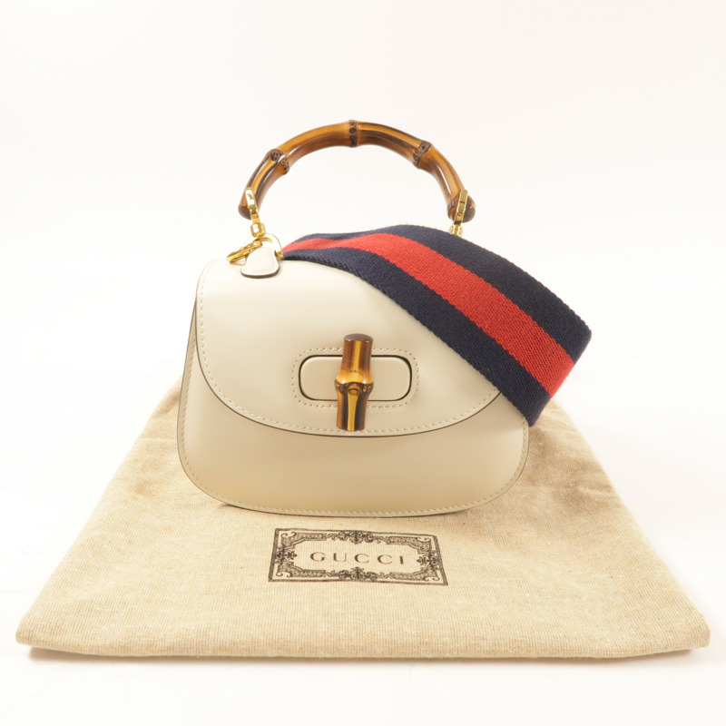 GUCCI 牛皮皮革Bamboo 1947金扣手挽肩背兩用袋-8