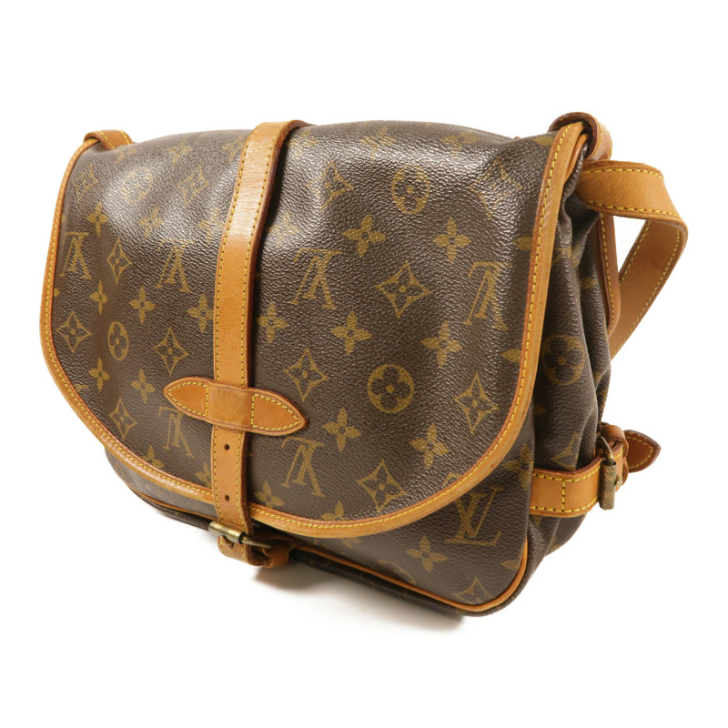 LOUIS VUITTON Monogram Saumur 30金扣肩背袋棕色-2
