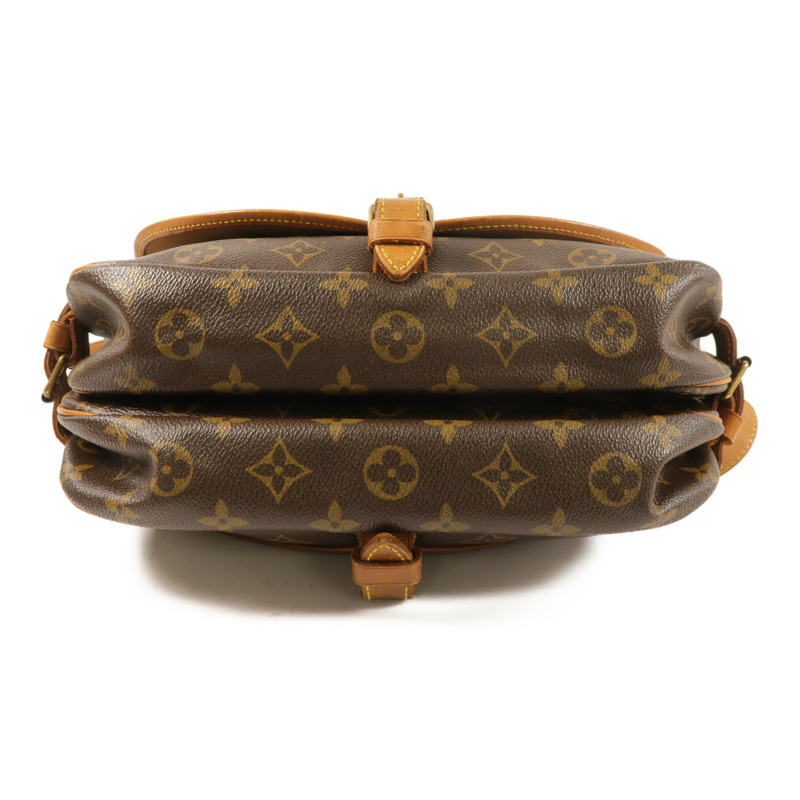 LOUIS VUITTON Monogram Saumur 30金扣肩背袋棕色-3