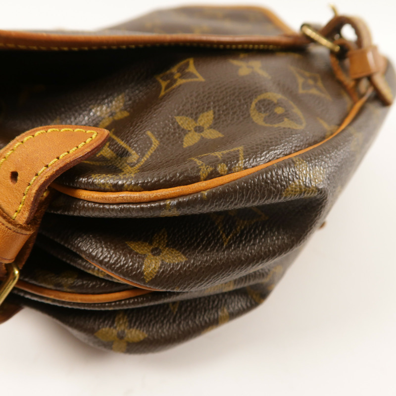 LOUIS VUITTON Monogram Saumur 30金扣肩背袋棕色-8