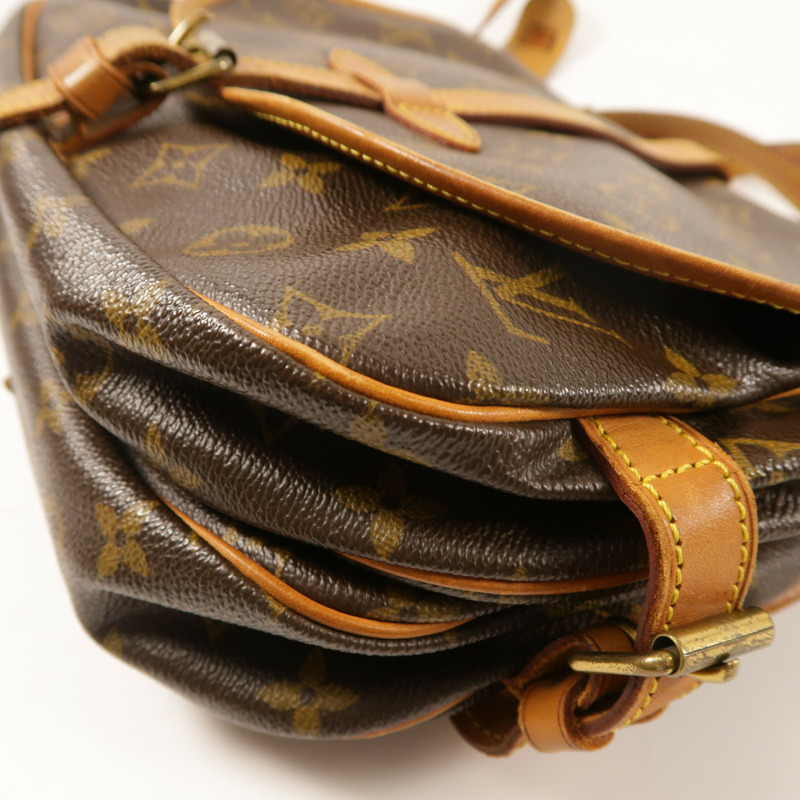 LOUIS VUITTON Monogram Saumur 30金扣肩背袋棕色-11