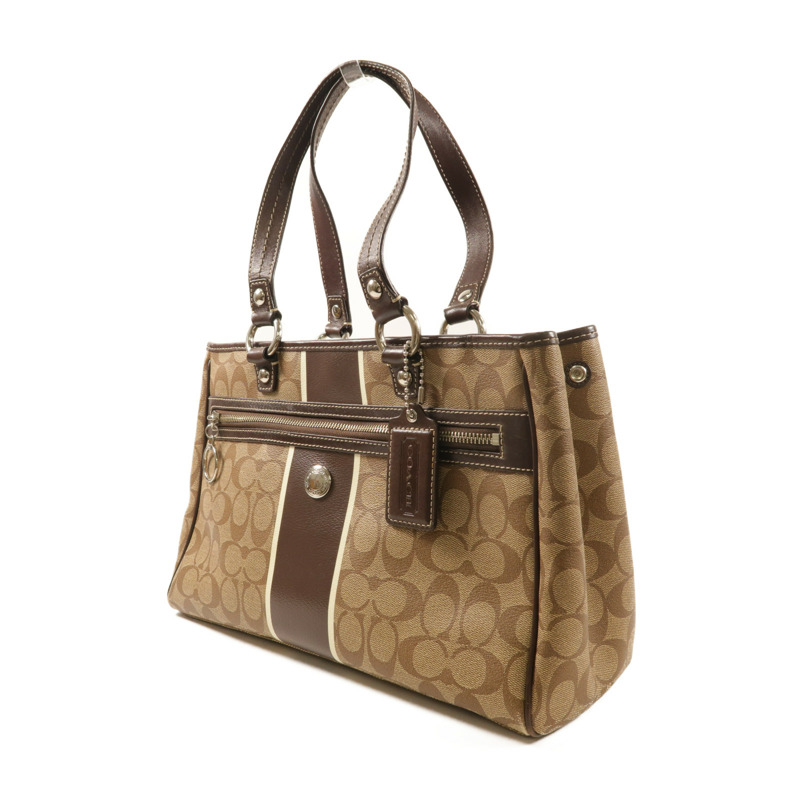 COACH 塗層帆布Tote Bag銀扣手挽袋-2