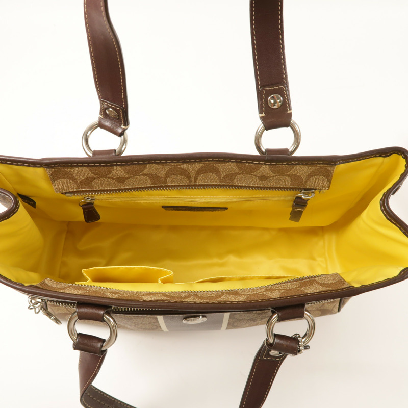 COACH 塗層帆布Tote Bag銀扣手挽袋-4