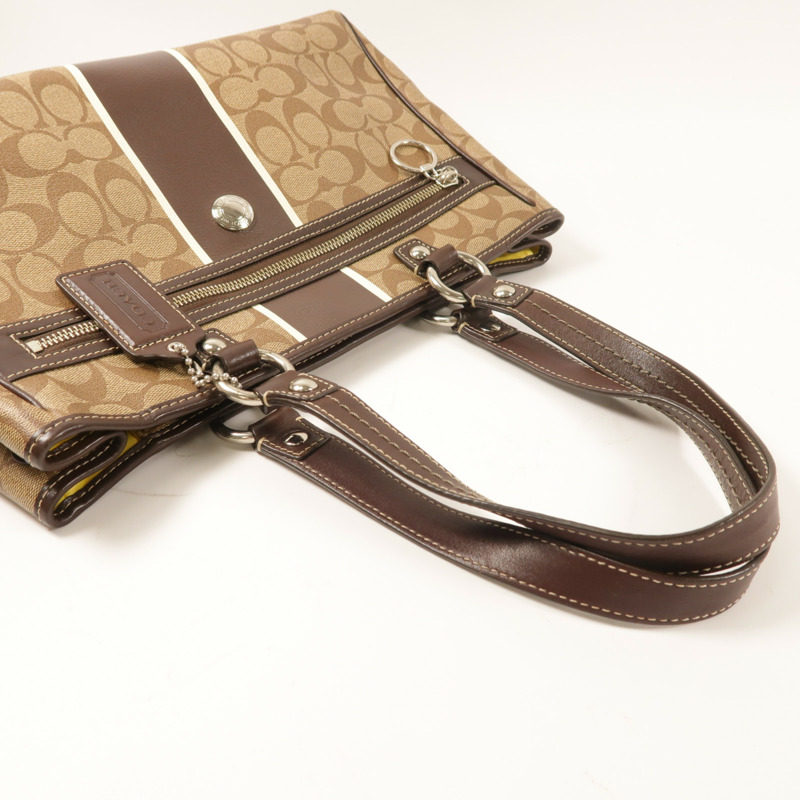 COACH 塗層帆布Tote Bag銀扣手挽袋-6