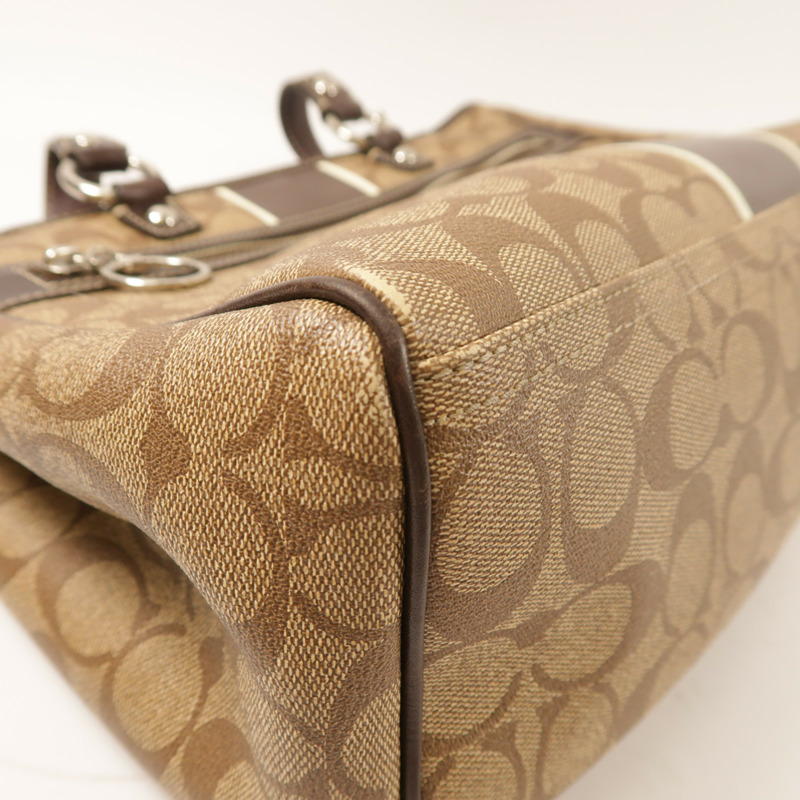 COACH 塗層帆布Tote Bag銀扣手挽袋-7