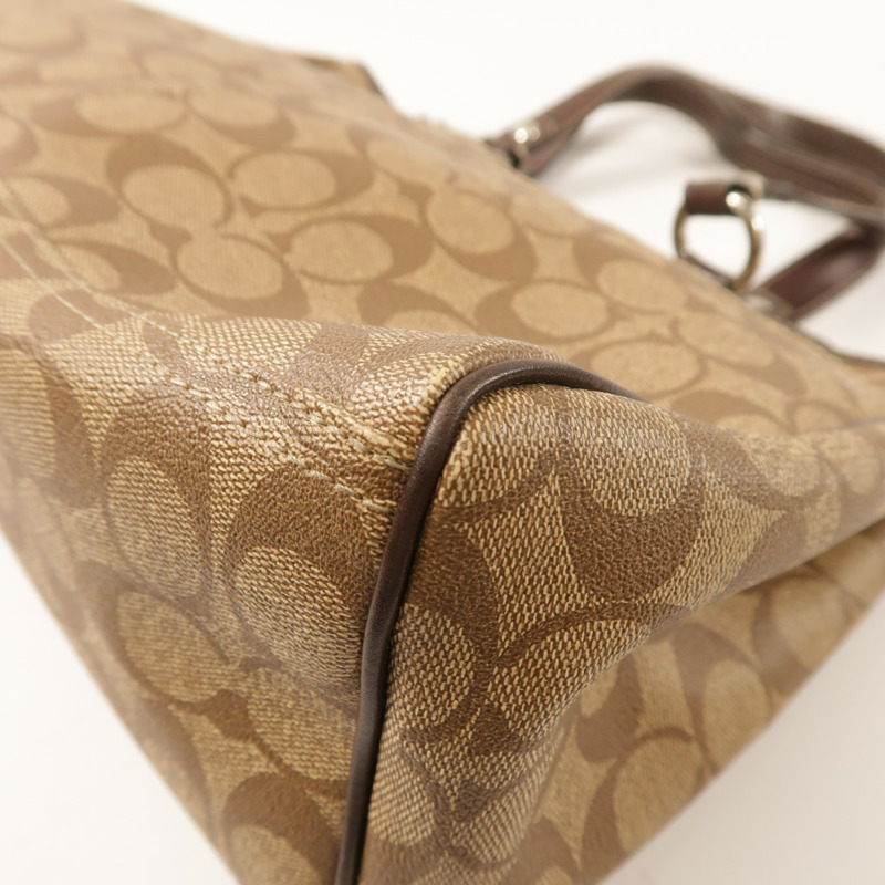 COACH 塗層帆布Tote Bag銀扣手挽袋-10