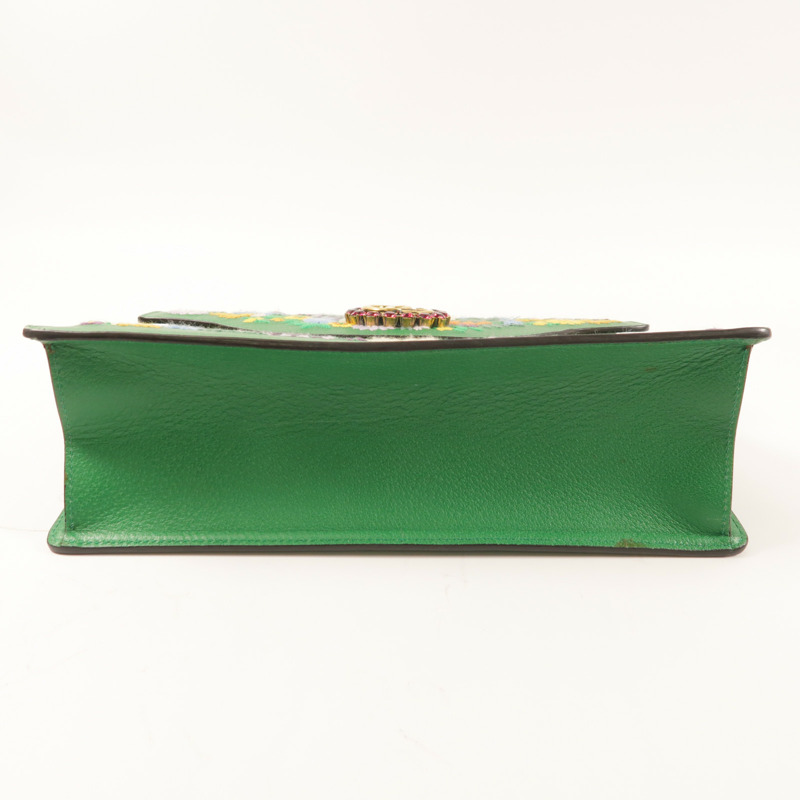 GUCCI 牛皮皮革Ricami Embroidered Bag金扣鏈帶肩背袋-3