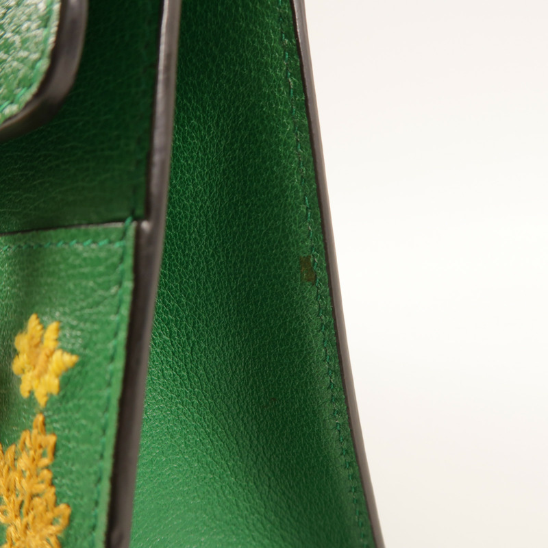 GUCCI 牛皮皮革Ricami Embroidered Bag金扣鏈帶肩背袋-17