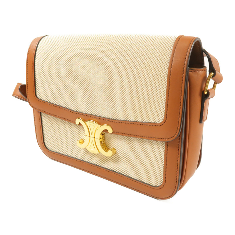 CELINE 帆布Teen Triomphe金扣肩背袋-2