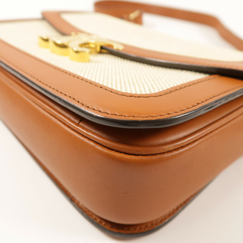 CELINE 帆布Teen Triomphe金扣肩背袋-10