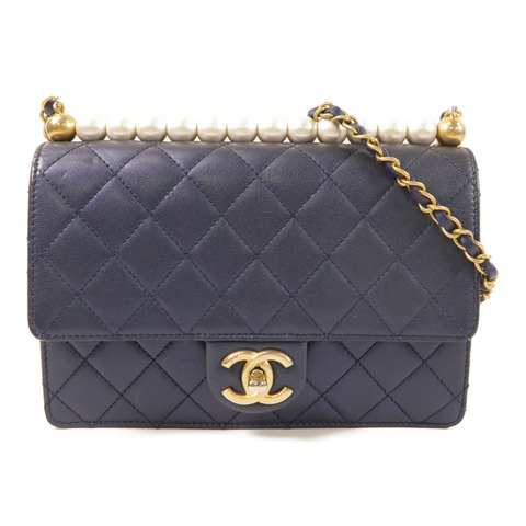 CHANEL 牛皮皮革Chain Shoulder金扣鏈帶肩背袋